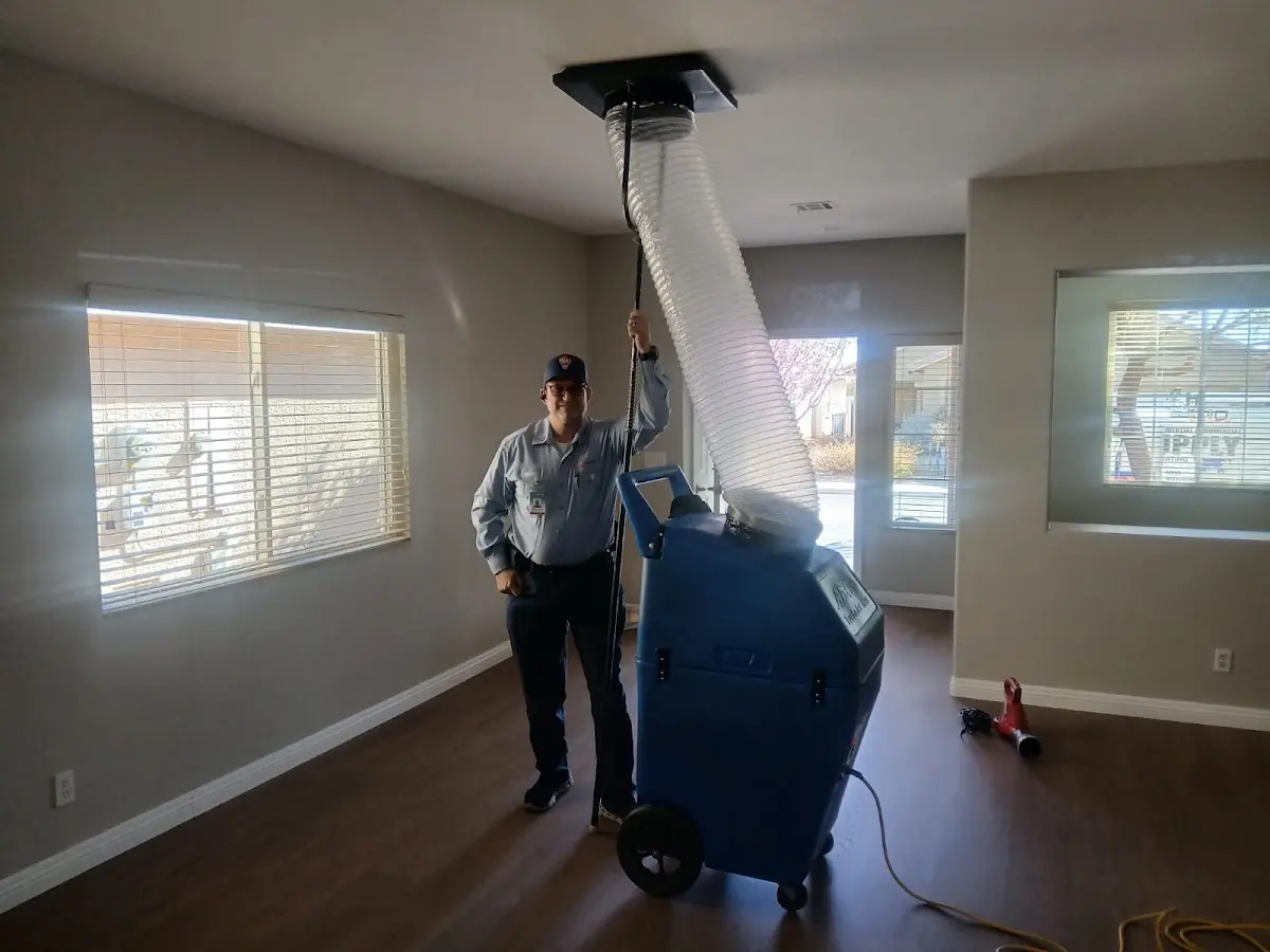 Professional Dryer Vent Cleaning work inside a Muscoy home